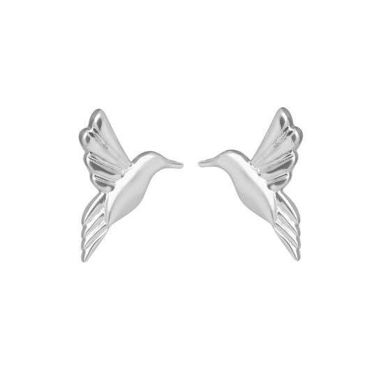 Studs 925 Silver Women Mensaje Amor Hummingbird