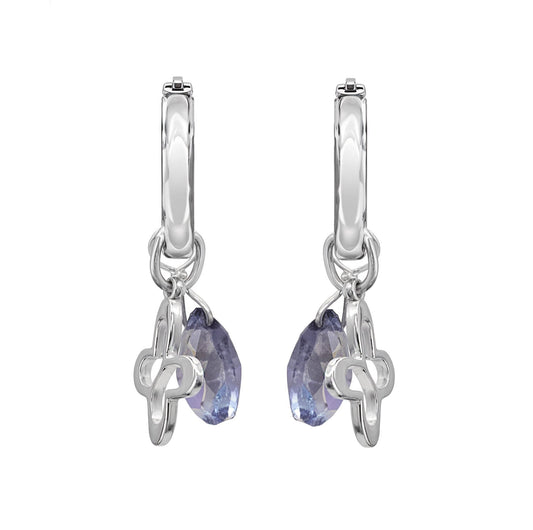 Arracadas Mujer Plata 925 Esenciales Mariposa Cristal Gota Morado