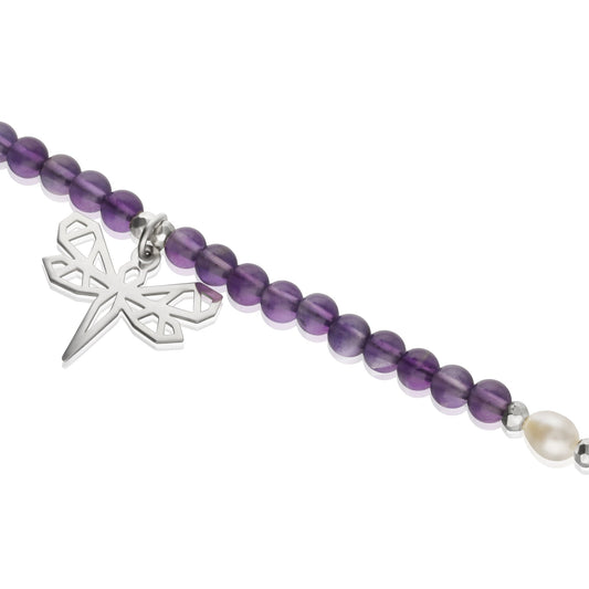 Bracelet 925 Silver Women Origami Dragonfly Amethyst Anamora by Tanya Moss