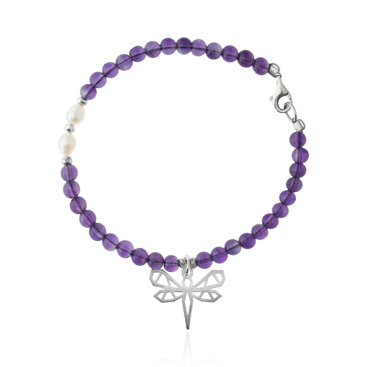 Bracelet 925 Silver Women Origami Dragonfly Amethyst Anamora by Tanya Moss