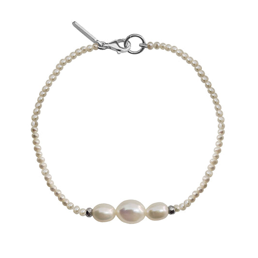 Bracelet 925 Silver Women Marina Pearls Finita 3 Modules Anamora by Tanya Moss