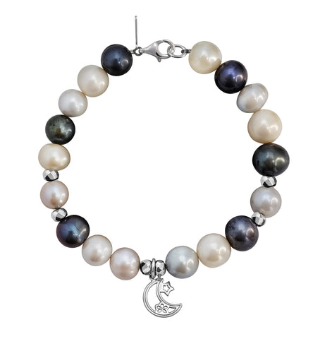 Pulsera Mujer Plata 925 Luna Estrella Perlas Anamora por Tanya Moss