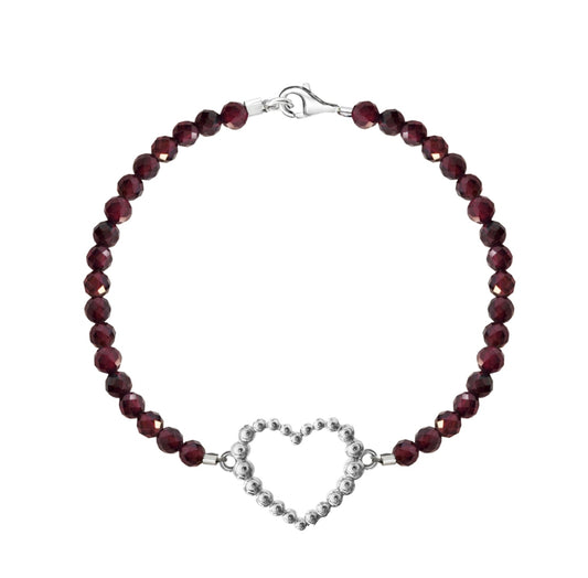 Bracelet 925 Silver Women Burbujas Heart Garnet Anamora by Tanya Moss