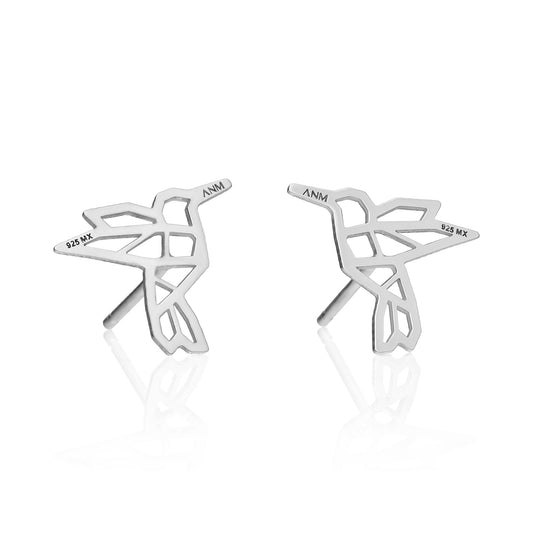 Earrings 925 Silver Women Origami Hummingbird Anamora by Tanya Moss