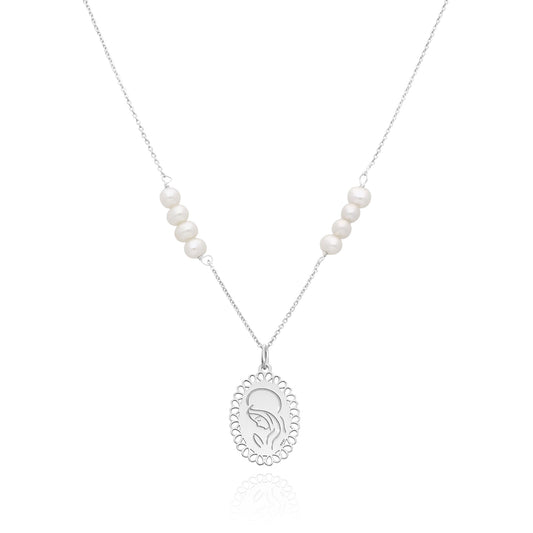 Pendant 925 Silver Women Religioso Virgin Rezando Pearls Anamora by Tanya Moss