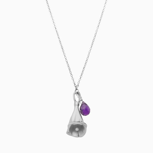 Necklace 925 Silver Women Jacaranda Flower Amethyst