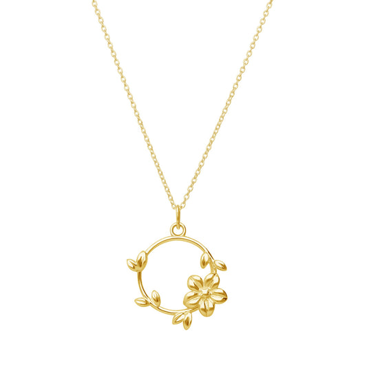 Pendant 925 Silver Women Mensaje Amor Hoop Flower Leaves Gold