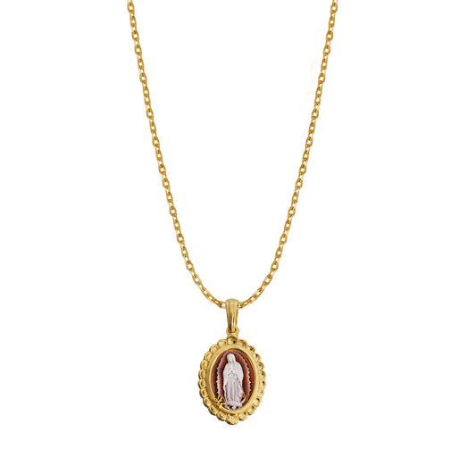 Pendant 925 Silver Women Motivos Virgen Guadalupe Rojo Dorado